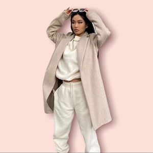 Long Nights Collared Longline Tailored City Coat in Oatmeal